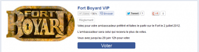 Page d'accueil de l'application du concours Fort Boyard VIP