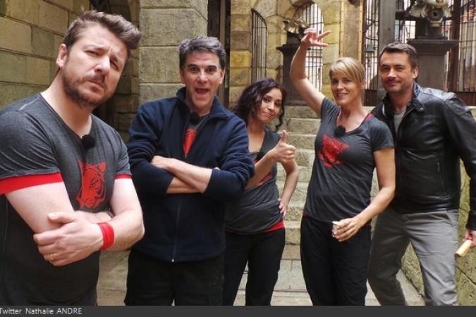 Fort Boyard 2014 : Nathalie SIMON, Bruno GUILLON, Aïda TOUIHRI, Tex et Olivier MINNE (05/07/2014)