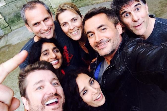 Fort Boyard 2014 : Nathalie SIMON, Bruno GUILLON, Aïda TOUIHRI, Louis LAFORGE, Patricia LOISON, Tex et Olivier MINNE (05/07/2014)