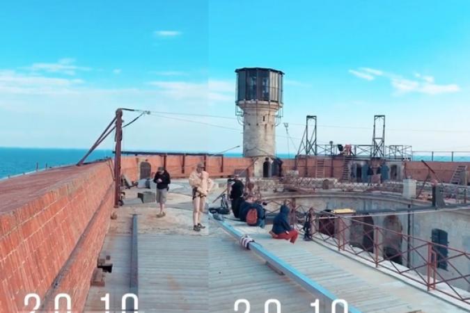 Fort Boyard 2019 - Vue (recomposée) des tournages sur la terrasse pour les aventures (21/05/2019)