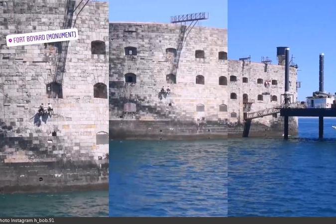 Fort Boyard 2020 - Installations des jeux extérieurs : Saut de l'ange, Course-poursuite, Précipice extérieur (20/05/2020)