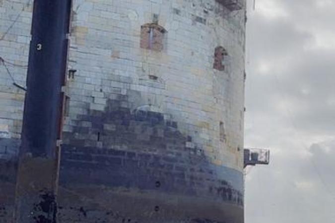 Fort Boyard 2021 - Vue du fort avant le grutage sur la plate-forme (25/05/2021)