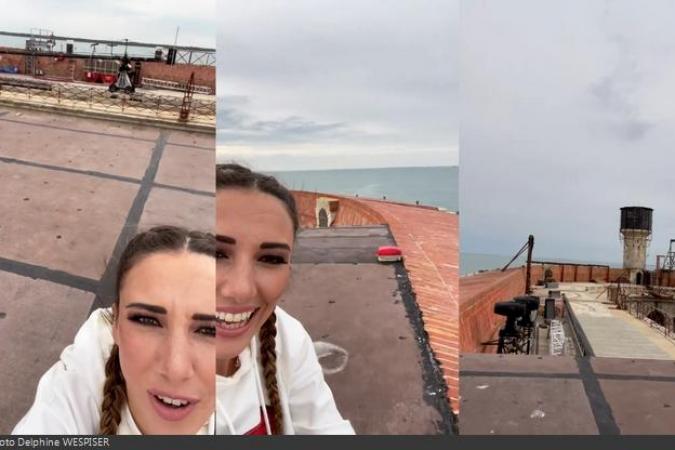 Fort Boyard 2021 - Pause sur la terrasse pour Delphine Wespiser (28/05/2021)