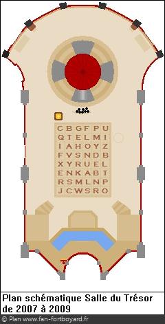 Plan schématique de la Salle du Trésor en 2007 à 2009