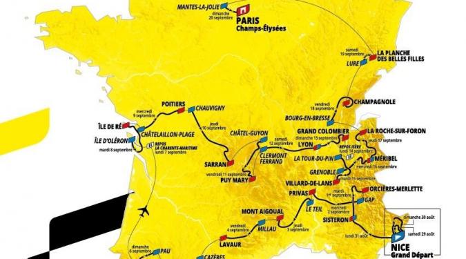 Le tracé complet du Tour de France 2020